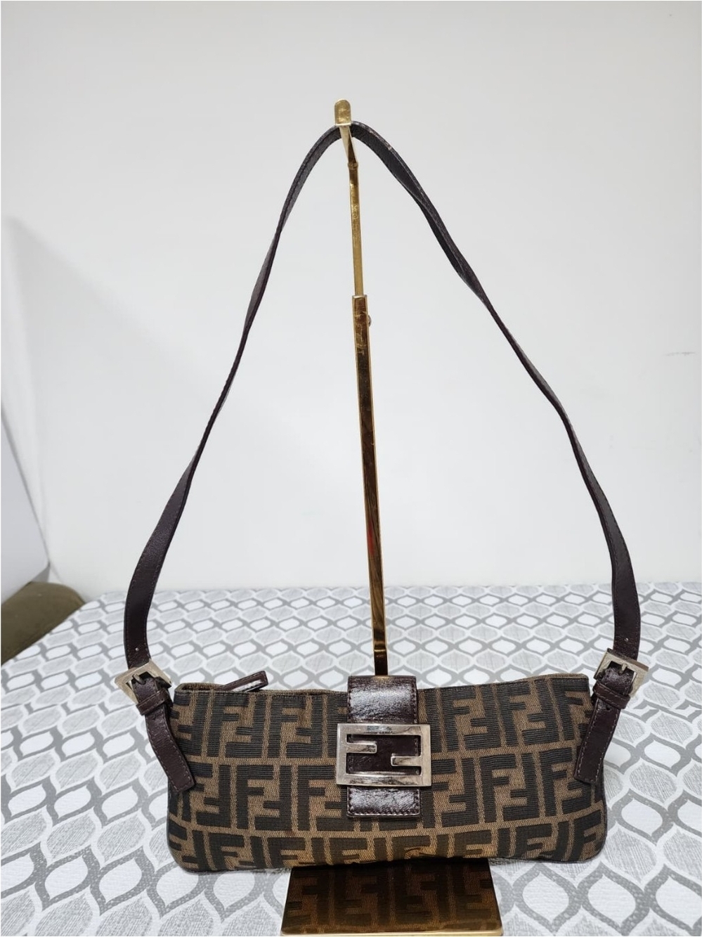FENDI Zucca Shoulder Bag Brown